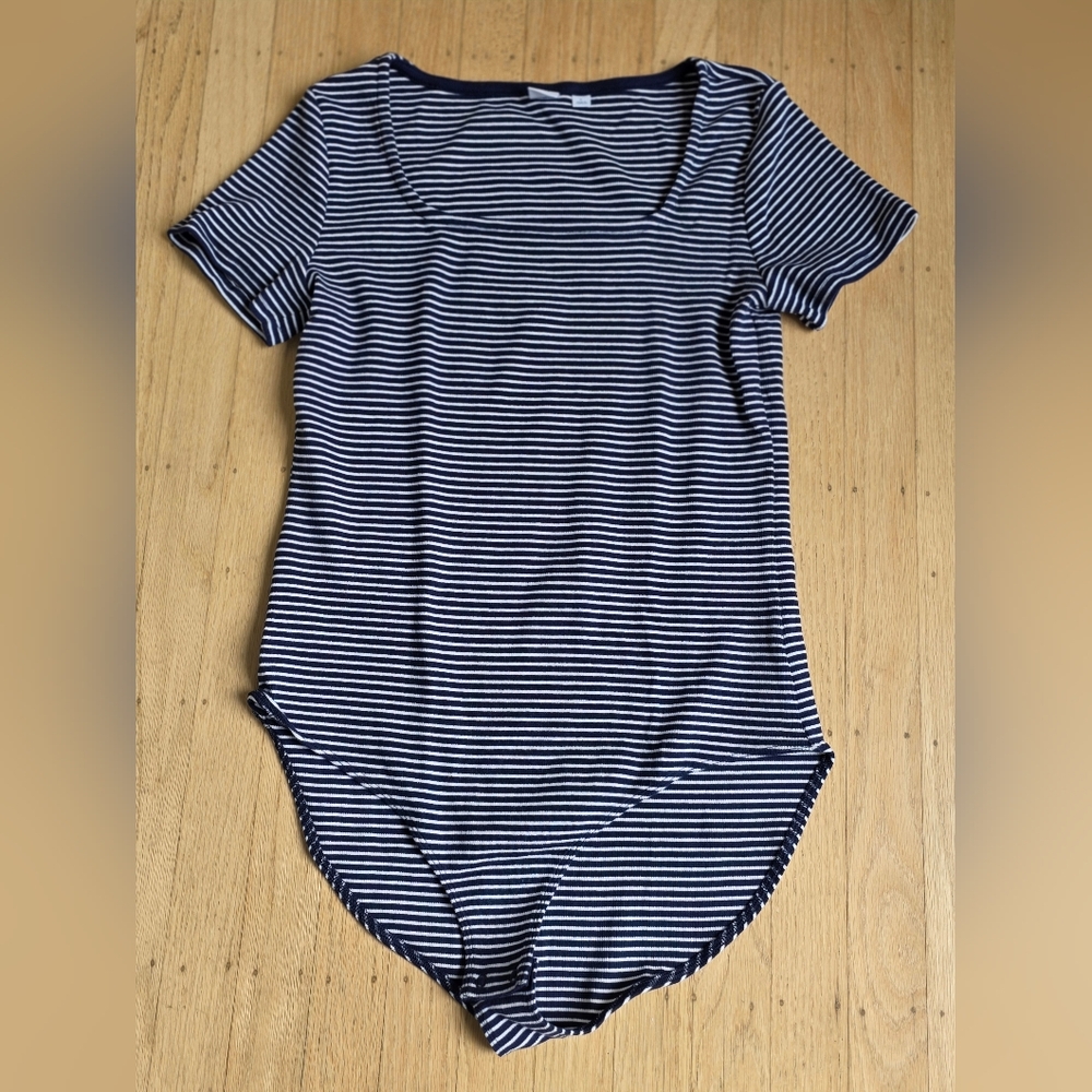 GAP Navy and White Striped Short Sleeve Bodysuit